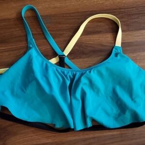 Blue and Yellow Strappy Bikini Top